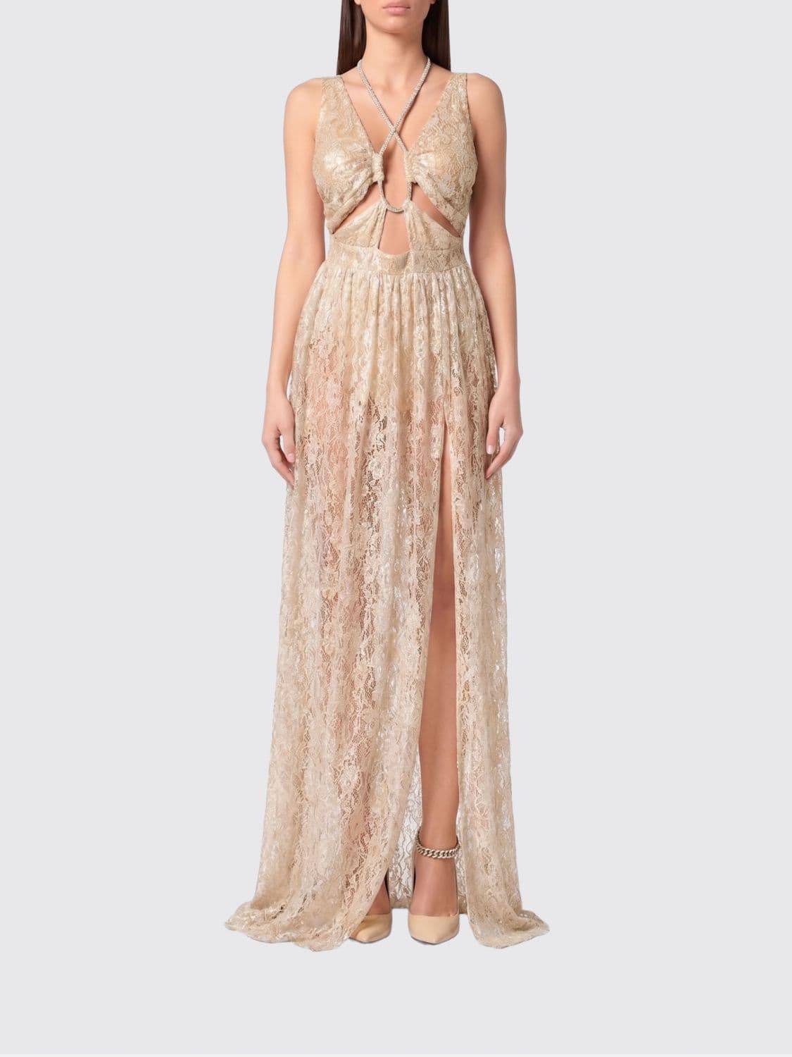 Philipp Plein Cut Out Lace Long Dress