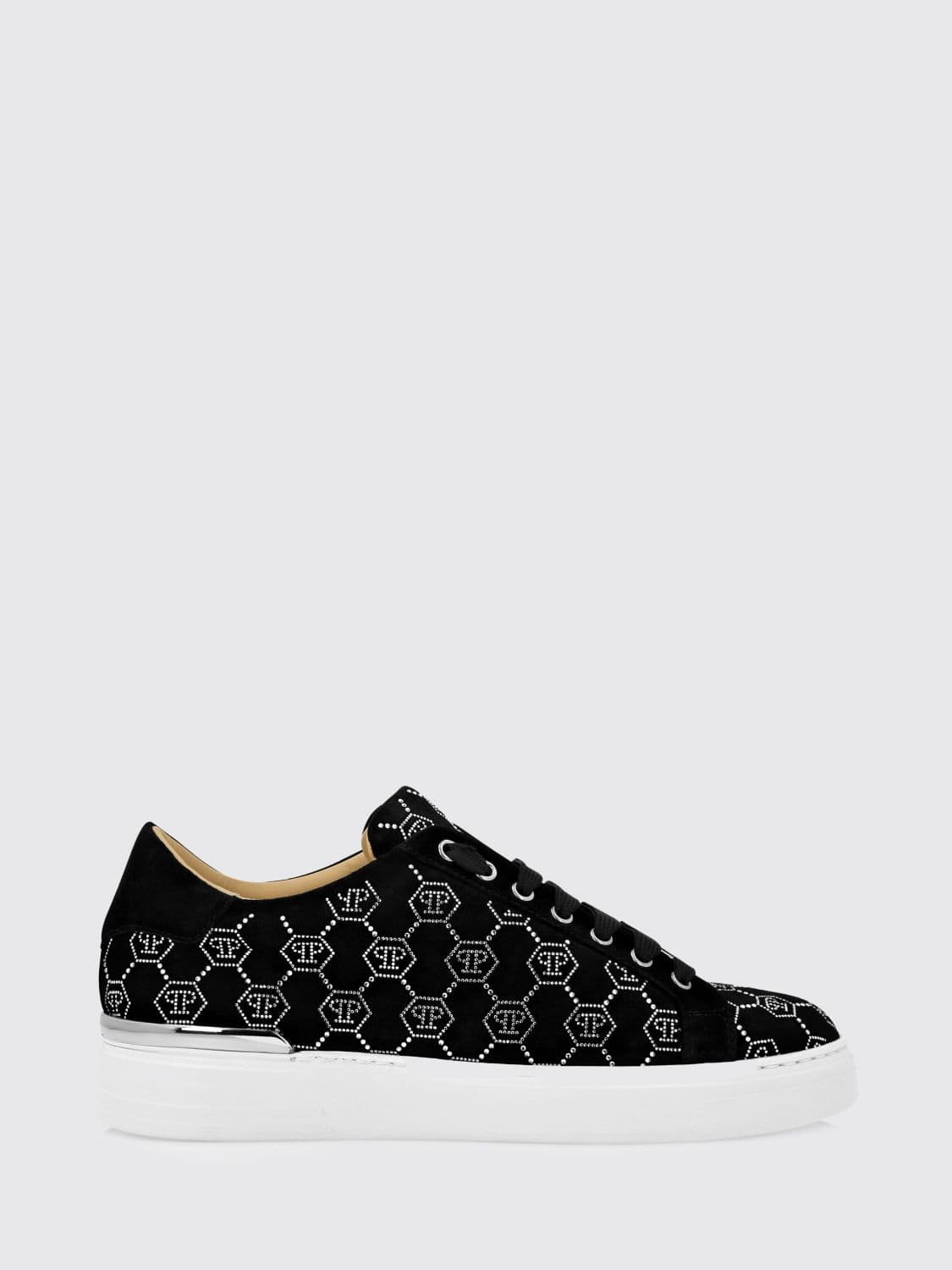 Philipp Plein Suede Sneakers with Rhinestone Hexagon