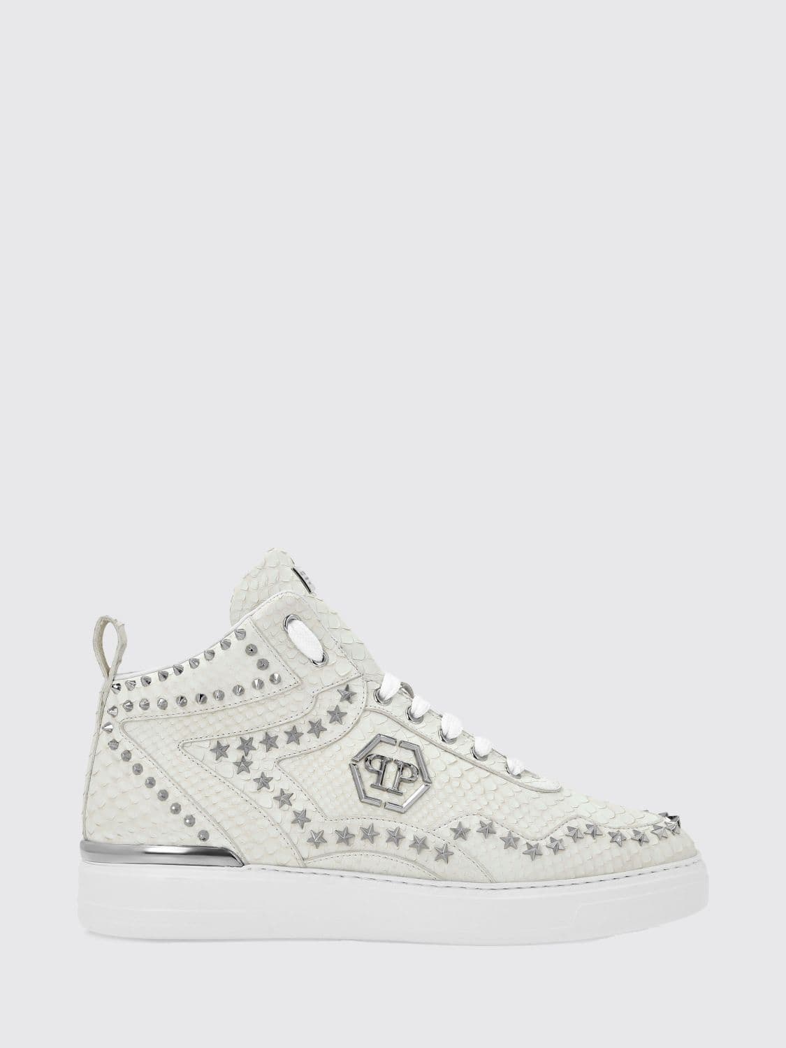 Philipp Plein Python Leather Sneakers with Star Studs