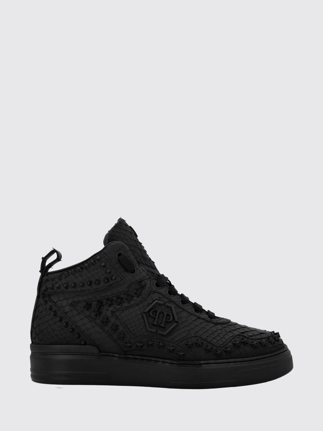 Philipp Plein Python Leather Sneakers with Star Studs