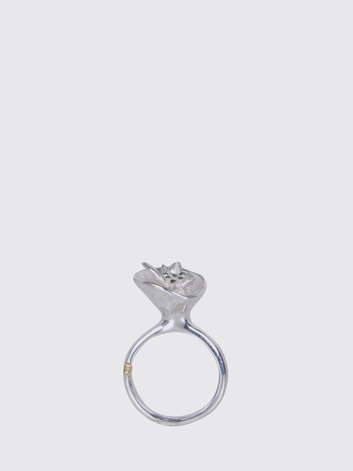 Rosa Maria Silver Ring with Set Emeralds