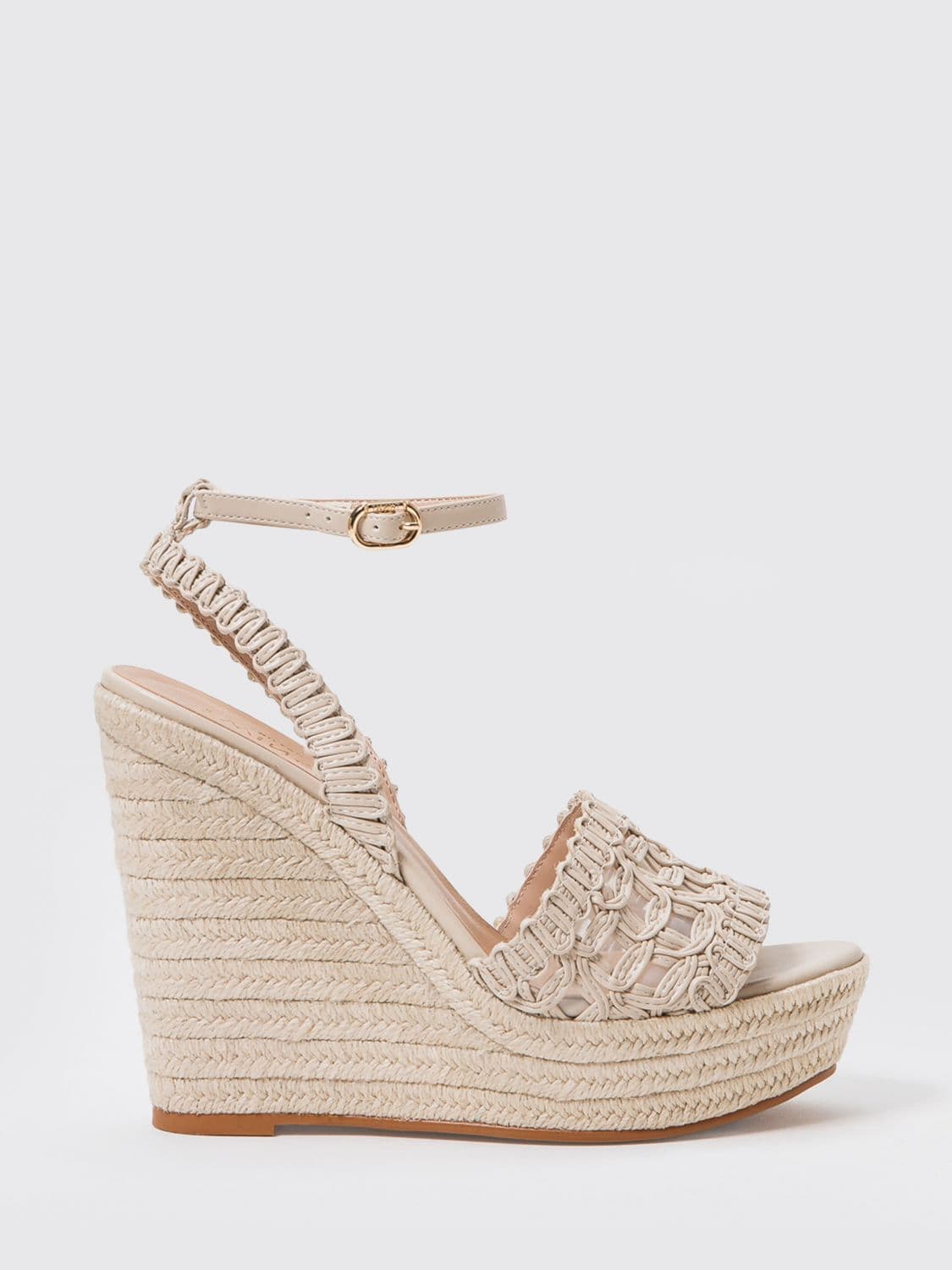 Twinset Embroidered Faux Leather Wedge Sandal