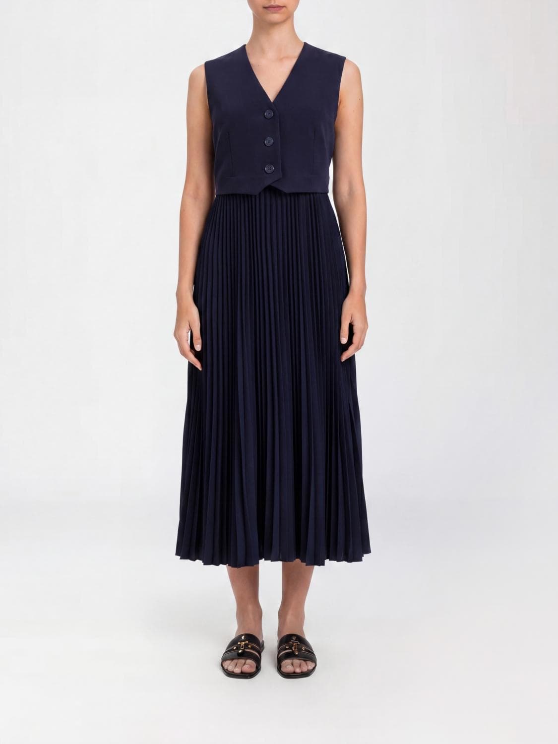 Twinset Pleated Crepe Midi Dress