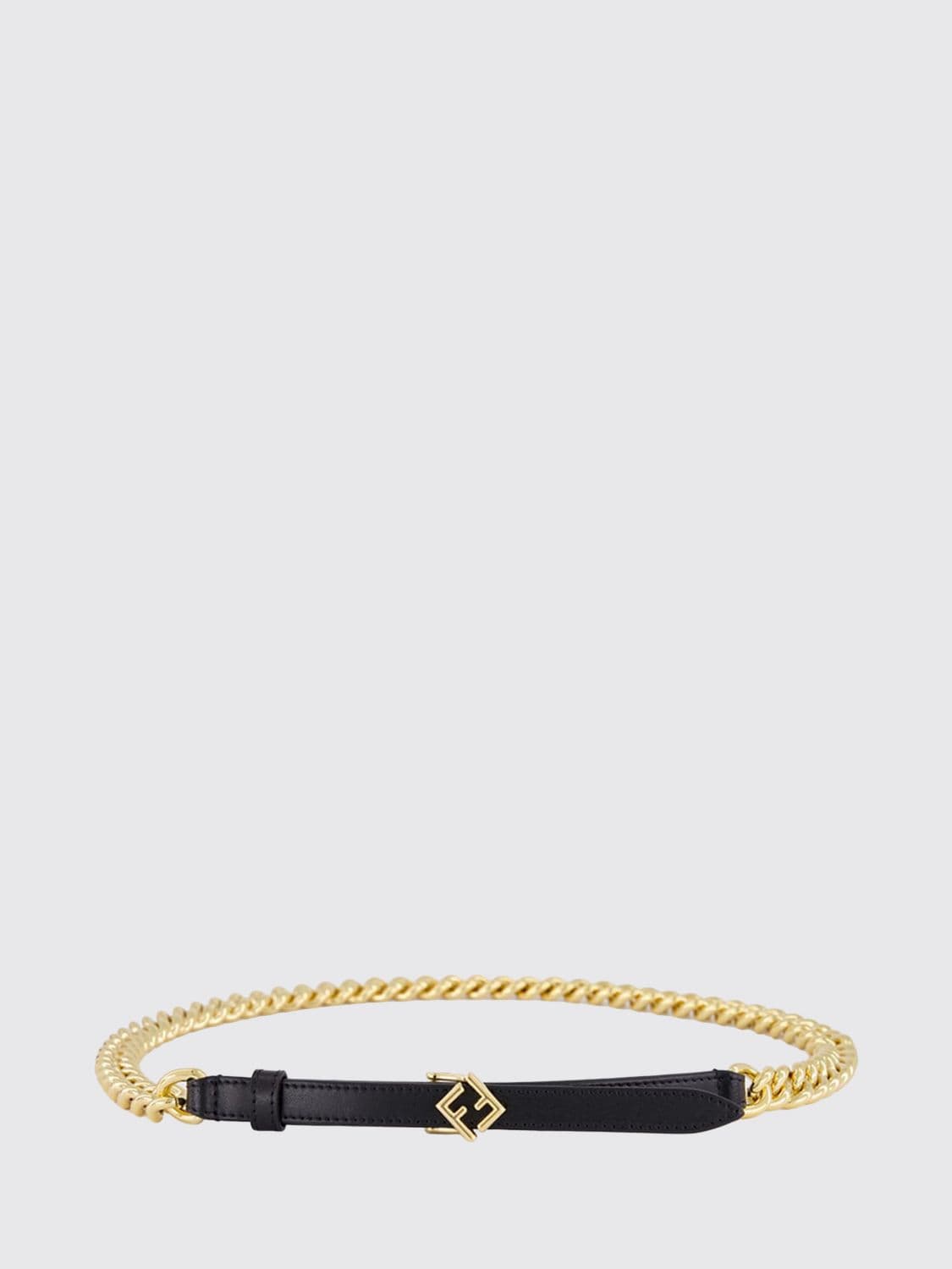 Fendi Brass and Leather FF Diamonds Belt