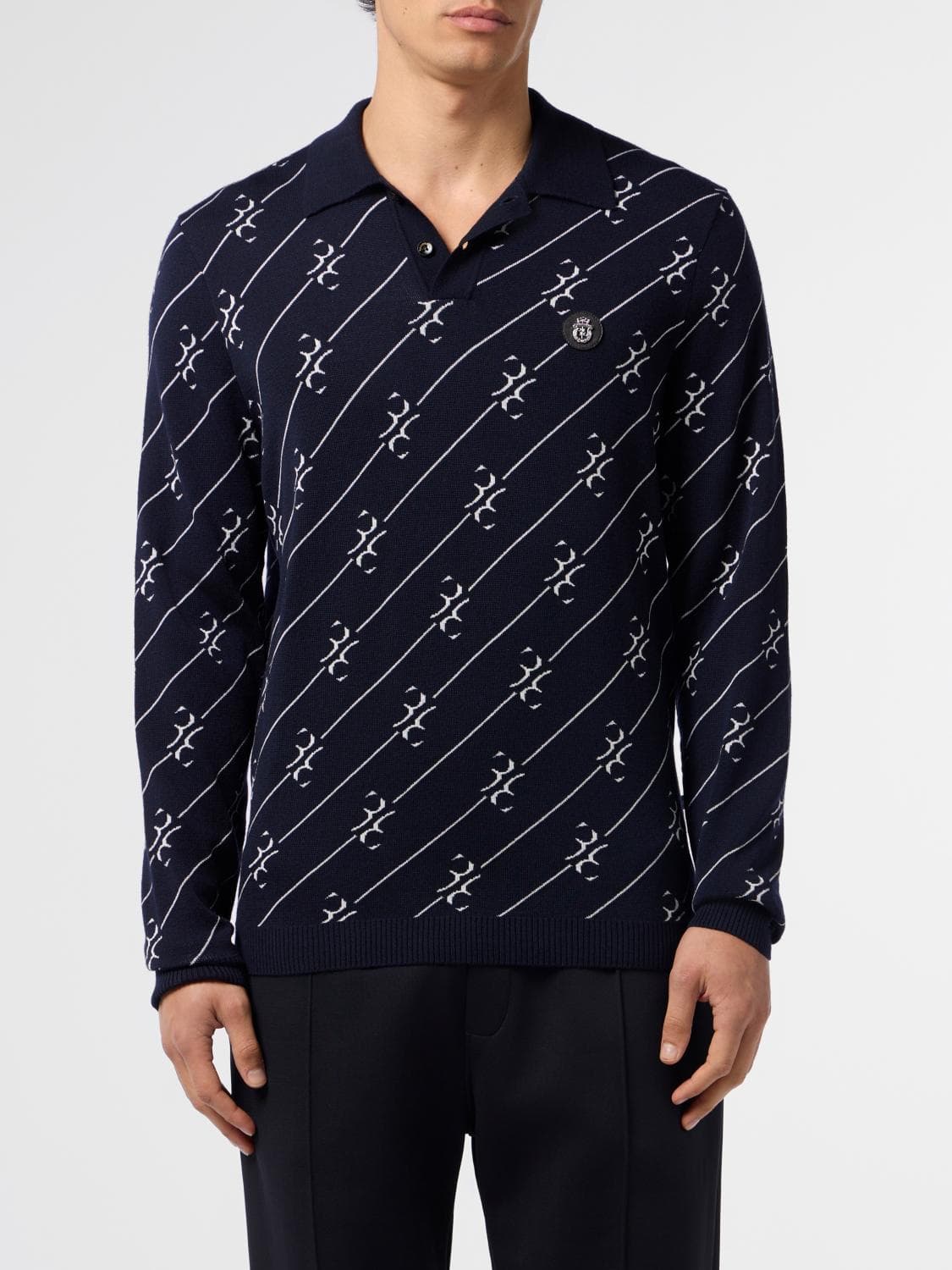 Billionaire Merino Wool and Silk Polo Shirt with Logo