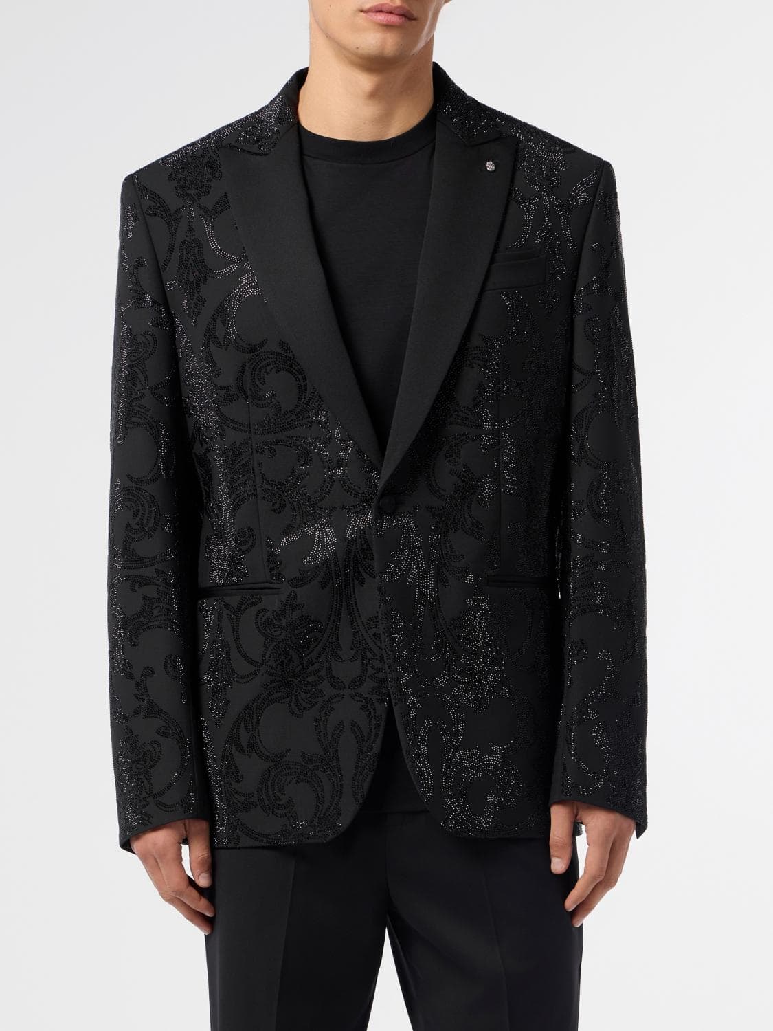 Billionaire Single-breasted Blazer with All-over Rhinestones