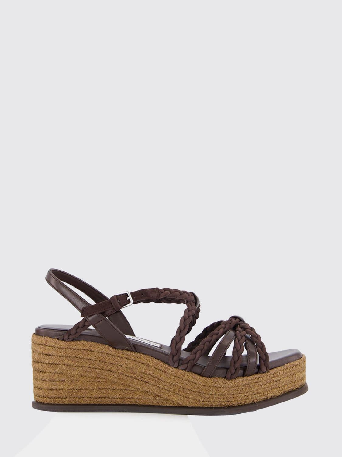 Jimmy Choo Nyra Woven Suede and Leather Wedge Sandal