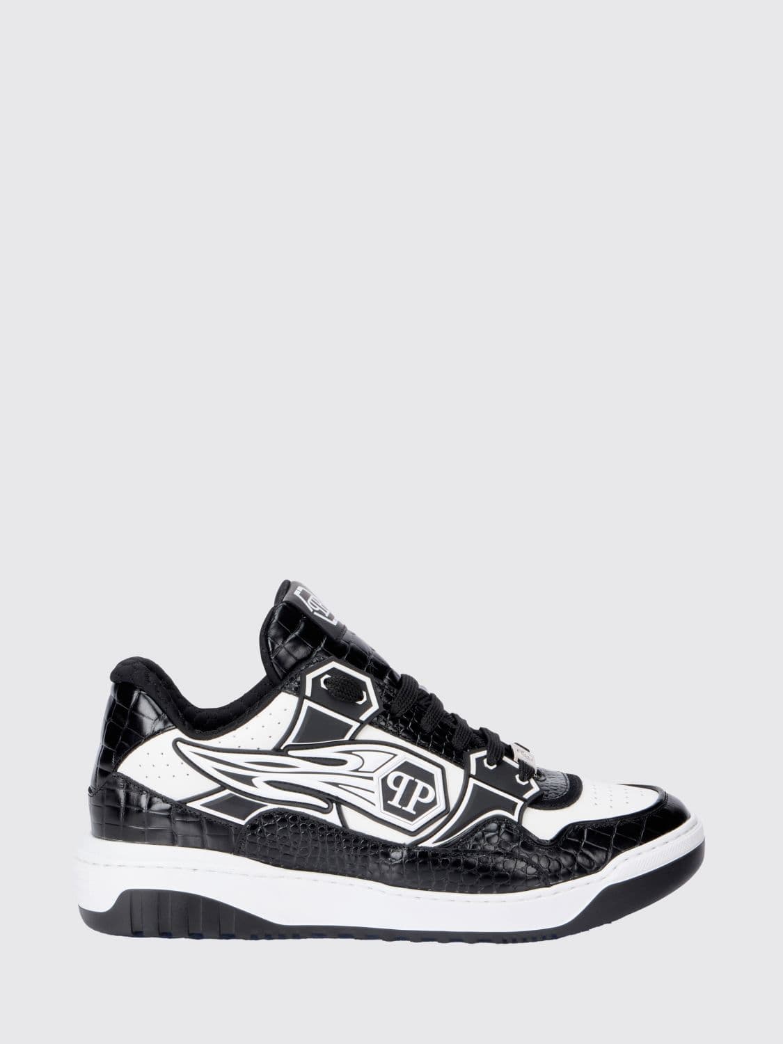 Philipp Plein Moonwalker Sneakers in Crocodile Print Leather