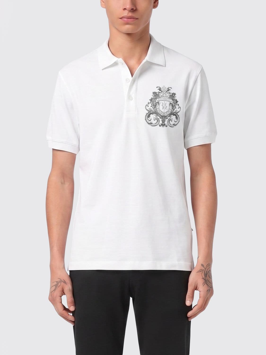 Billionaire Cotton Polo Shirt with Logo Emblem