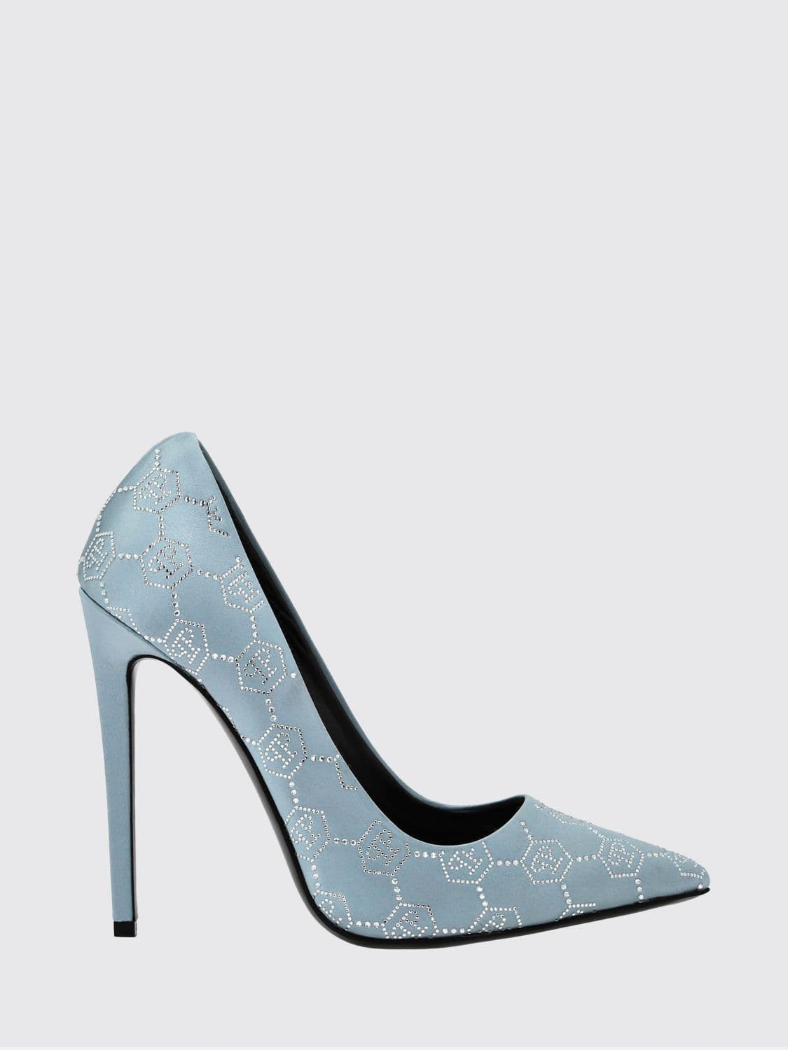 Philipp Plein Satin Pumps with Rhinestone Hexagon