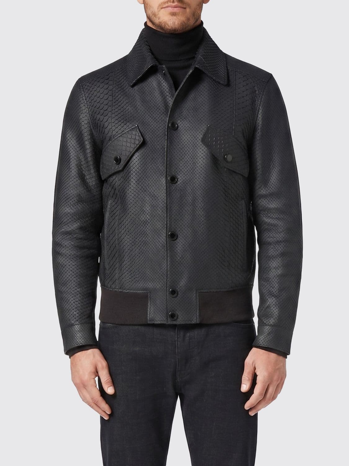 Billionaire Python Print Lambskin Bomber Jacket