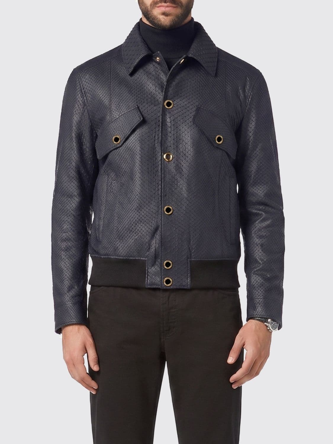 Billionaire Python Print Lambskin Bomber Jacket