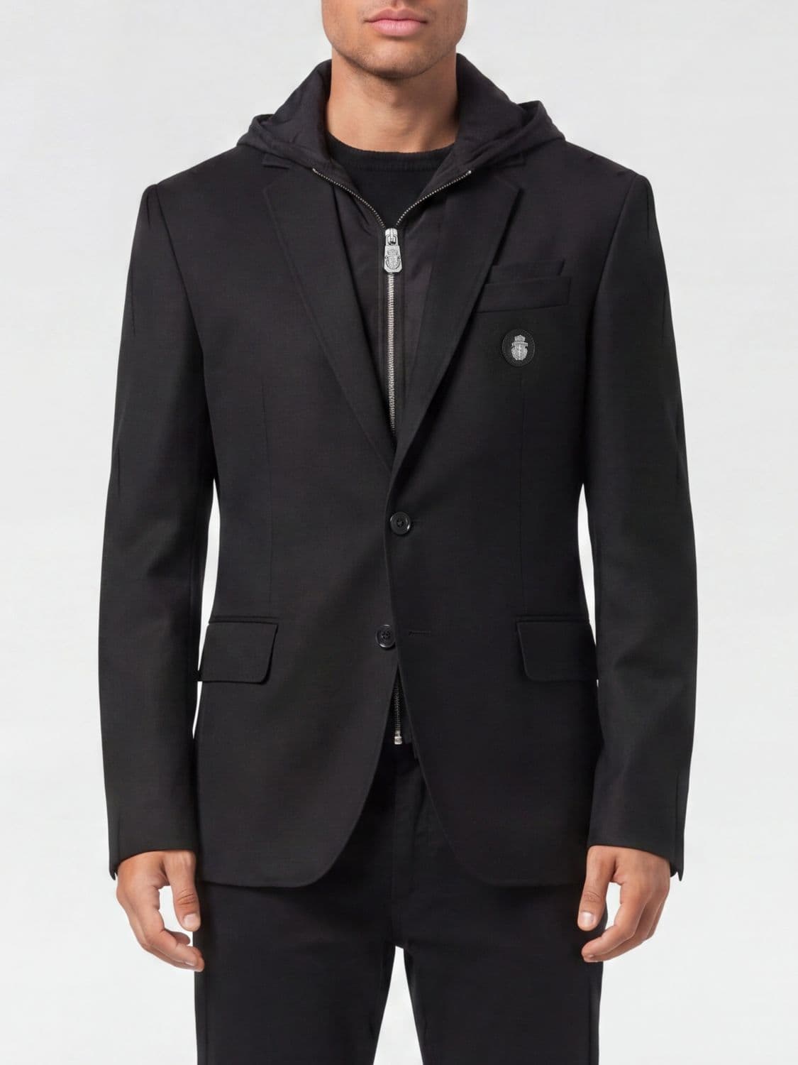 Billionaire Single-Breasted Hooded Blazer