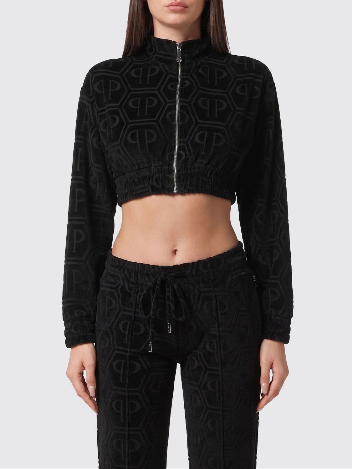 Philipp Plein Cotton Blend Cropped Sweatshirt