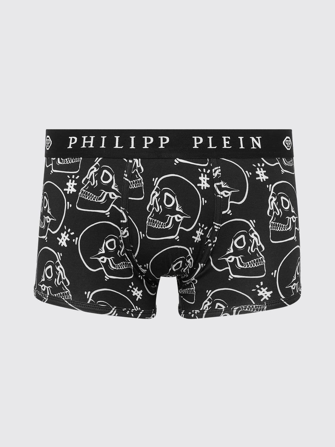 Philipp Plein Stretch Cotton Blend Boxer Shorts with Skull Print