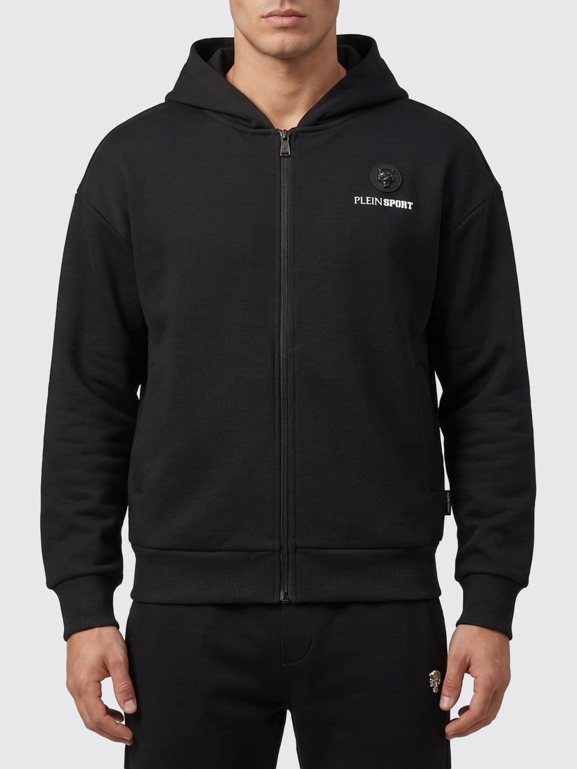 Plein Sport Cotton Blend Zip-Up Hoodie