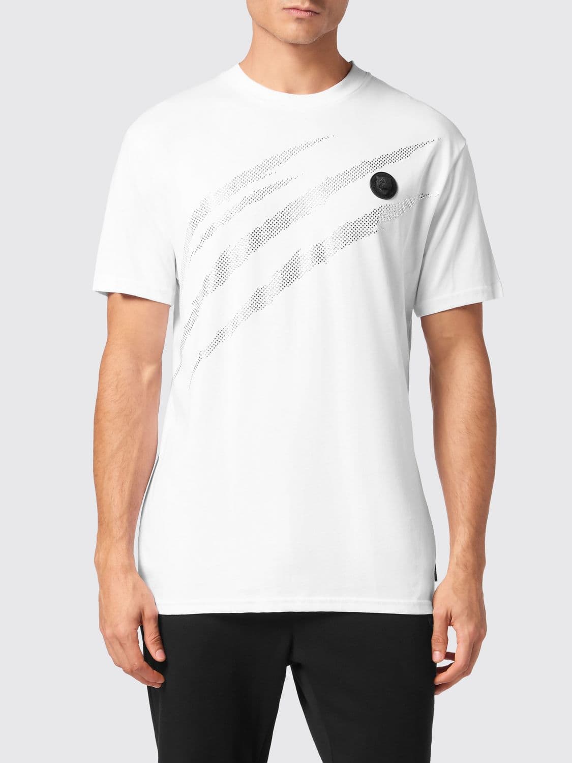 Plein Sport Cotton T-Shirt with Rhinestone Logo