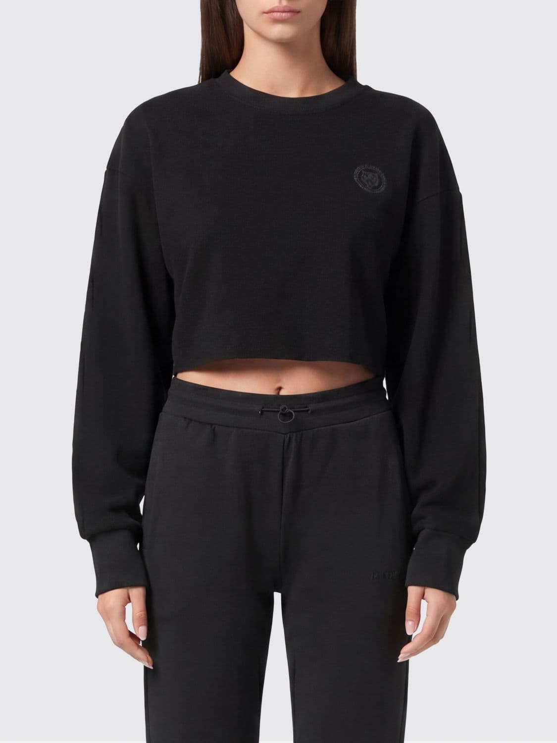 Plein Sport Cotton Crop Sweatshirt with Logo