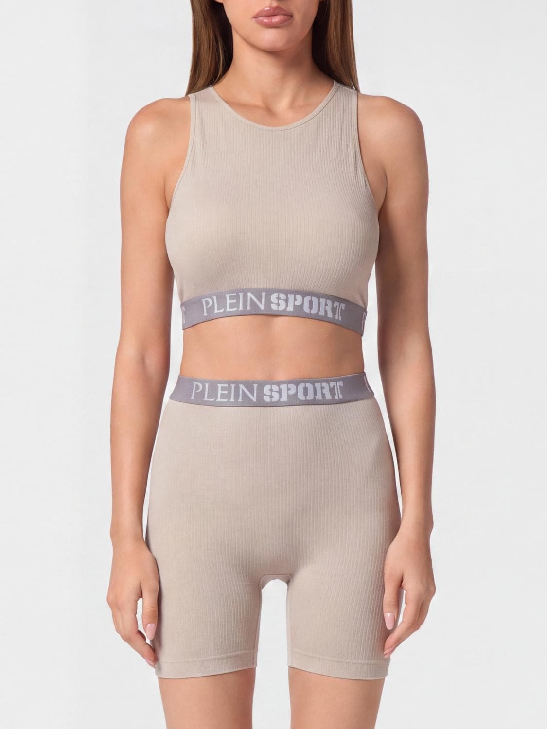 Plein Sport Technical Stretch Fabric Crop Top