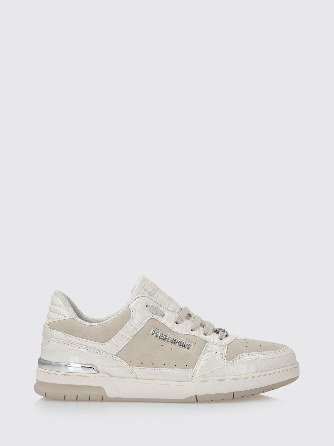 Plein Sport Suede And Crocodile Print Leather Sneakers
