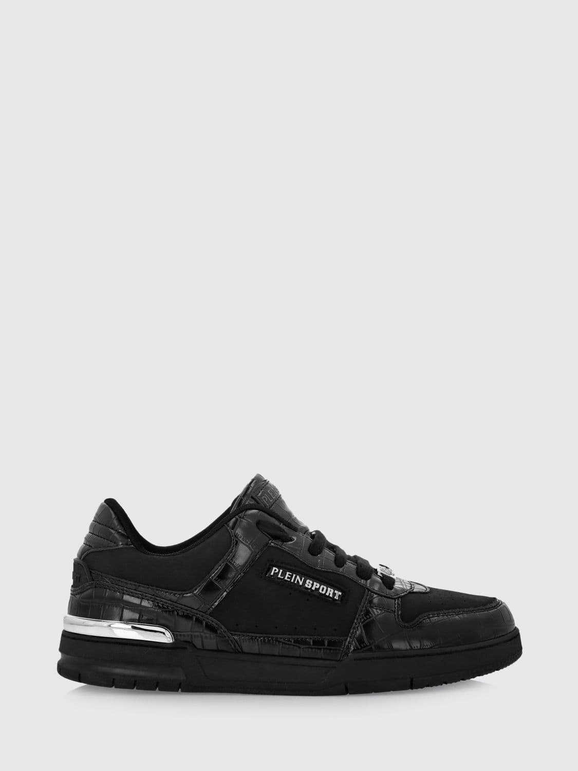 Plein Sport Suede And Crocodile Print Leather Sneakers