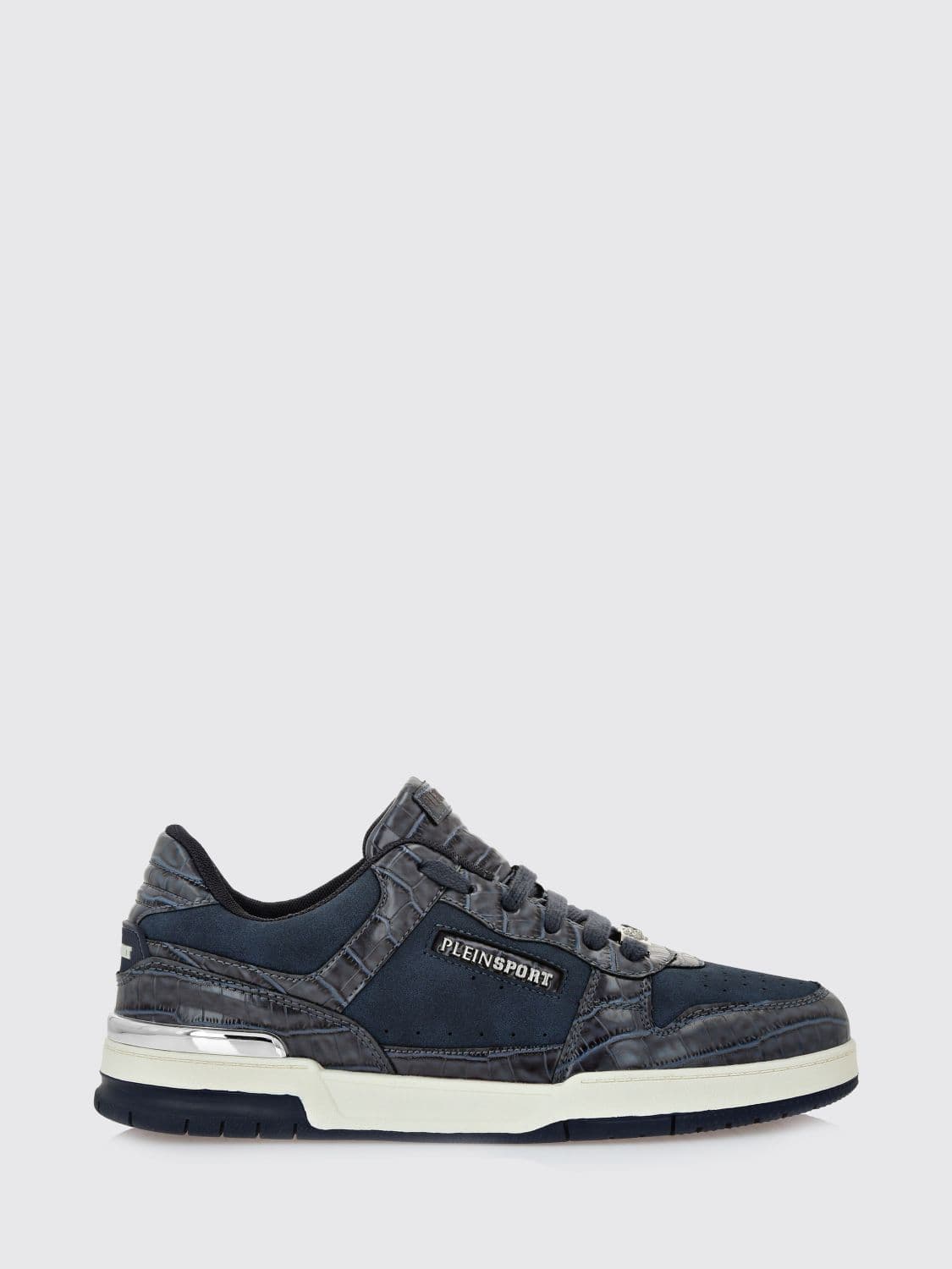 Plein Sport Suede And Crocodile Print Leather Sneakers