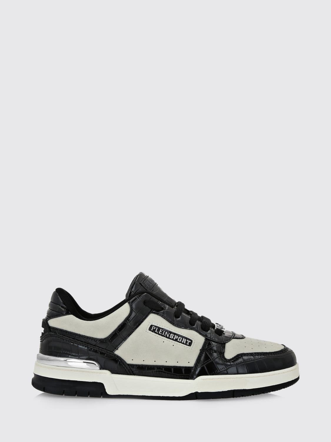 Plein Sport Suede And Crocodile Print Leather Sneakers