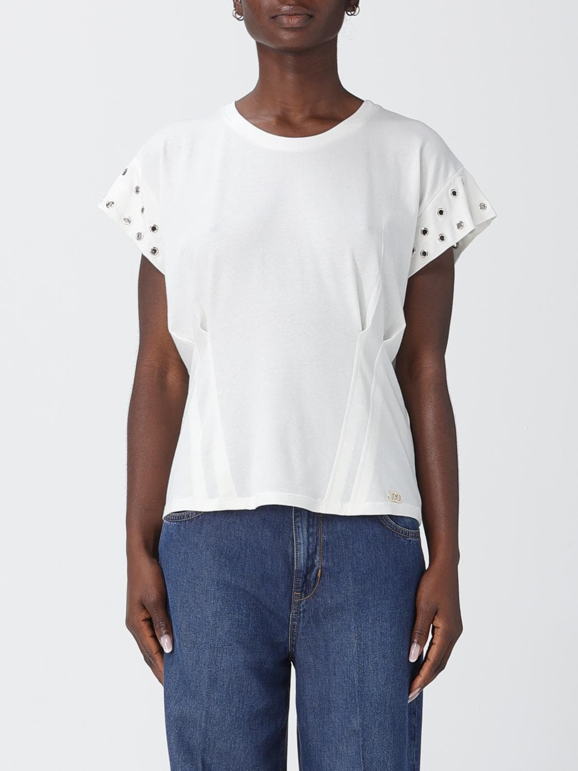 Liu Jo Cotton T-Shirt with Metal Eyelets