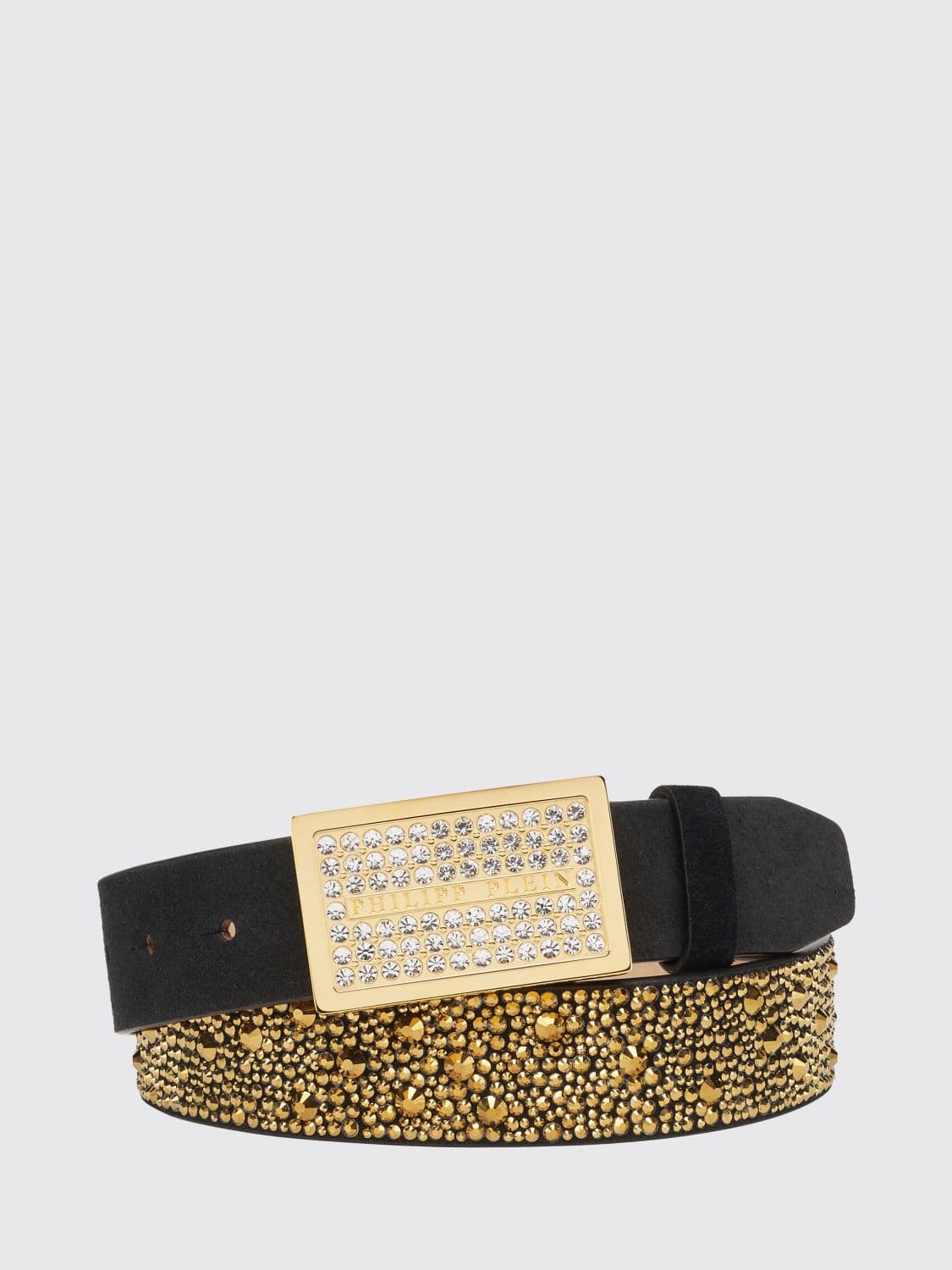 Philipp Plein Leather Belt with Rhinestones