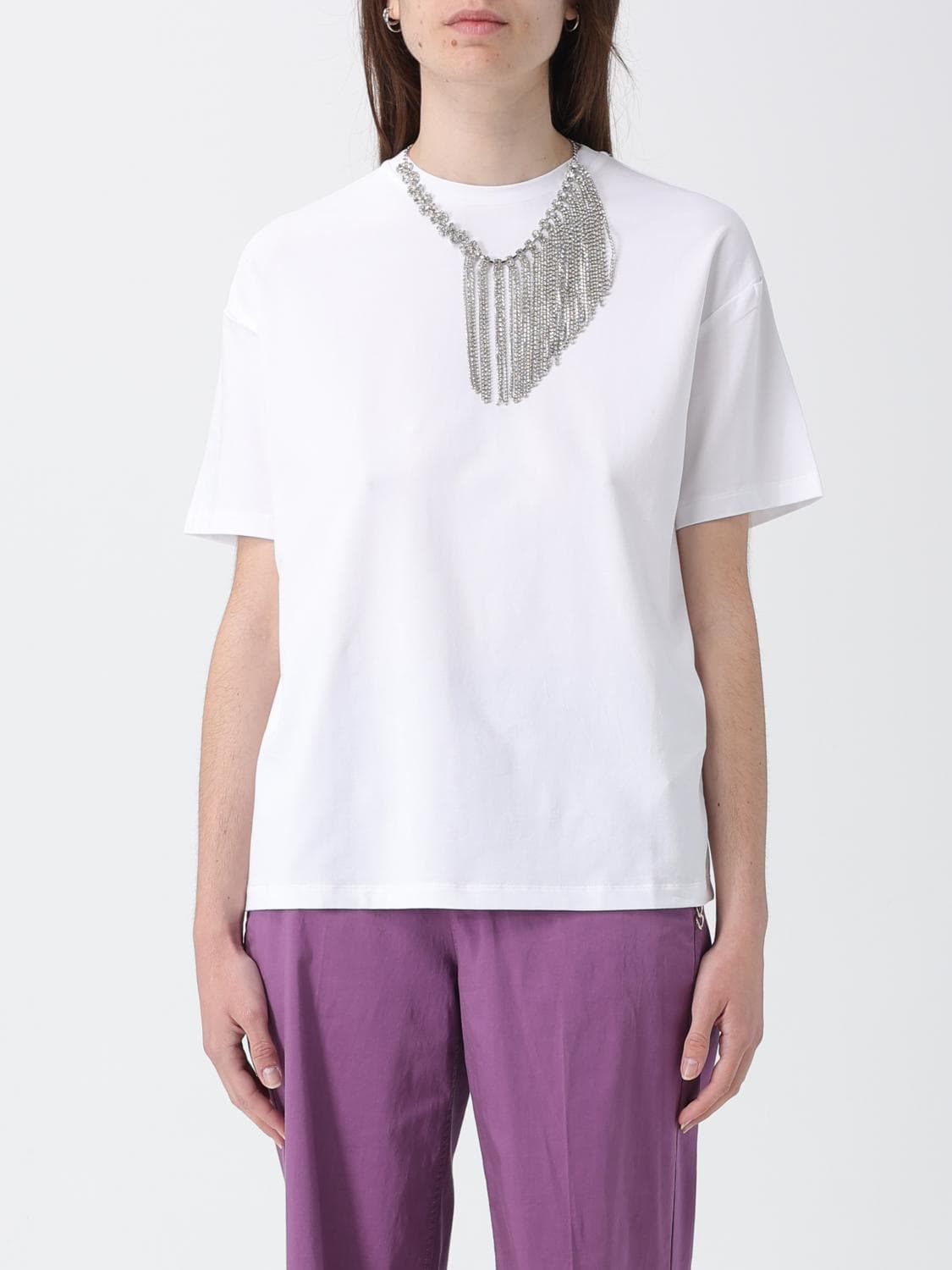Liu Jo Cotton T-Shirt with Jewel Chain