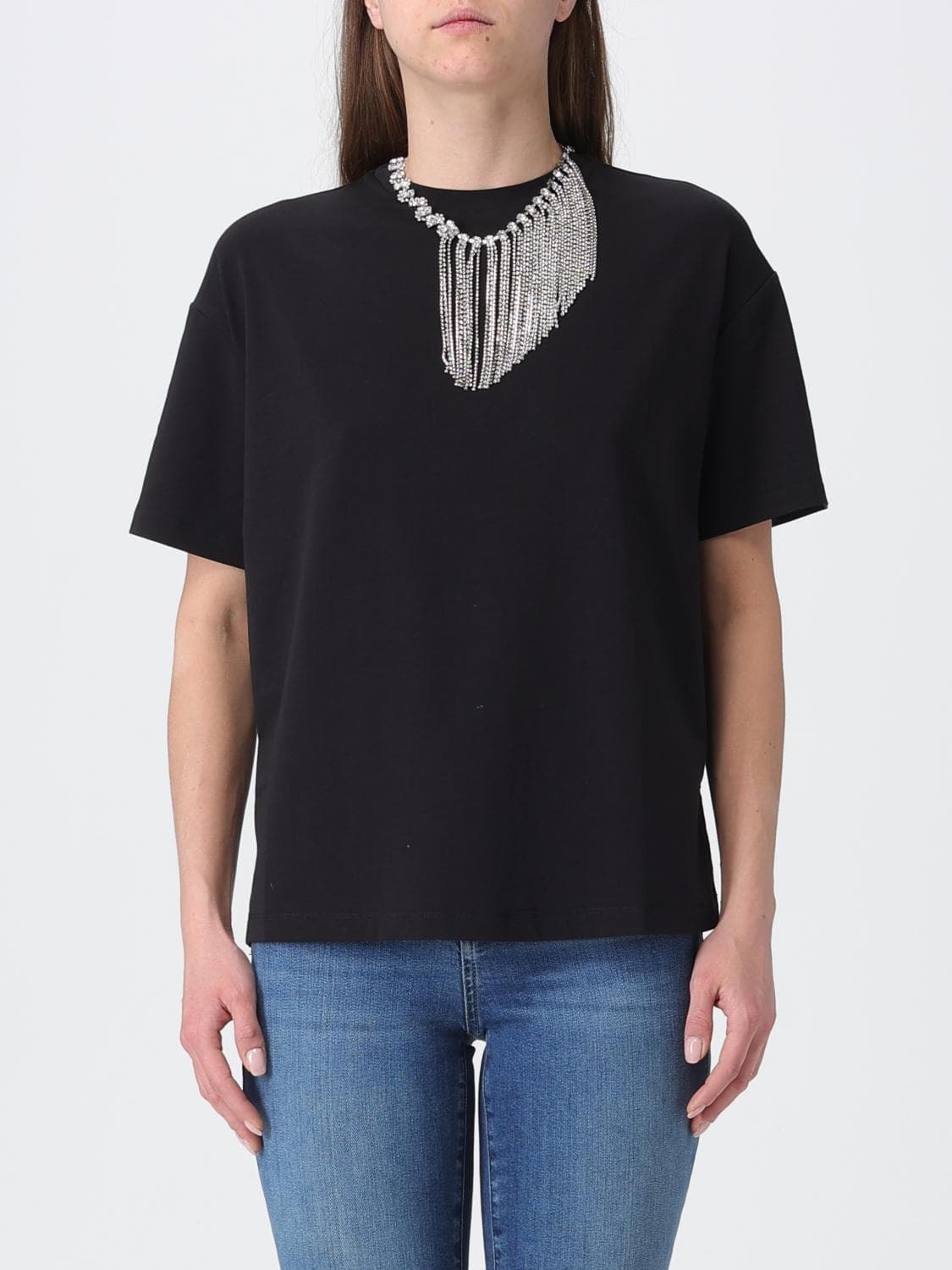 Liu Jo Cotton T-Shirt with Jewel Chain