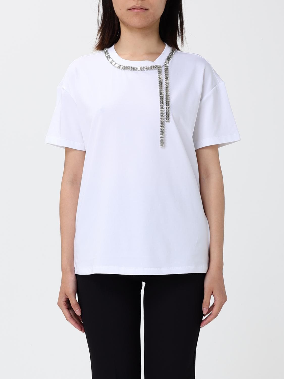 Liu Jo Cotton T-Shirt with Crystals