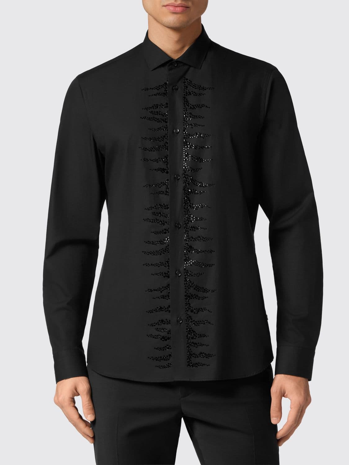 Philipp Plein Cotton Poplin Shirt with Rhinestones