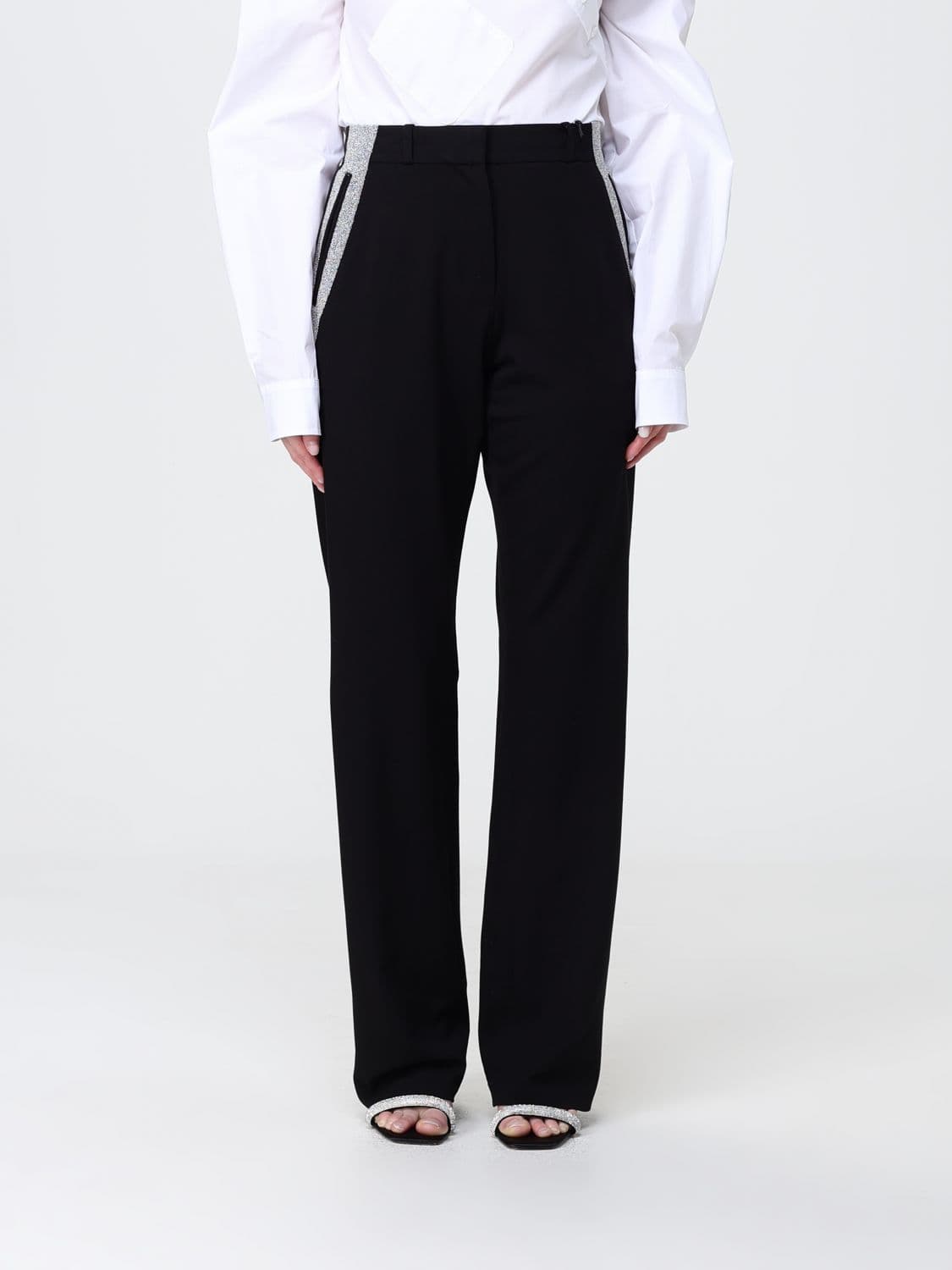 Coperni Tailored Trousers in Virgin Wool Blend with Glitter Ribbon