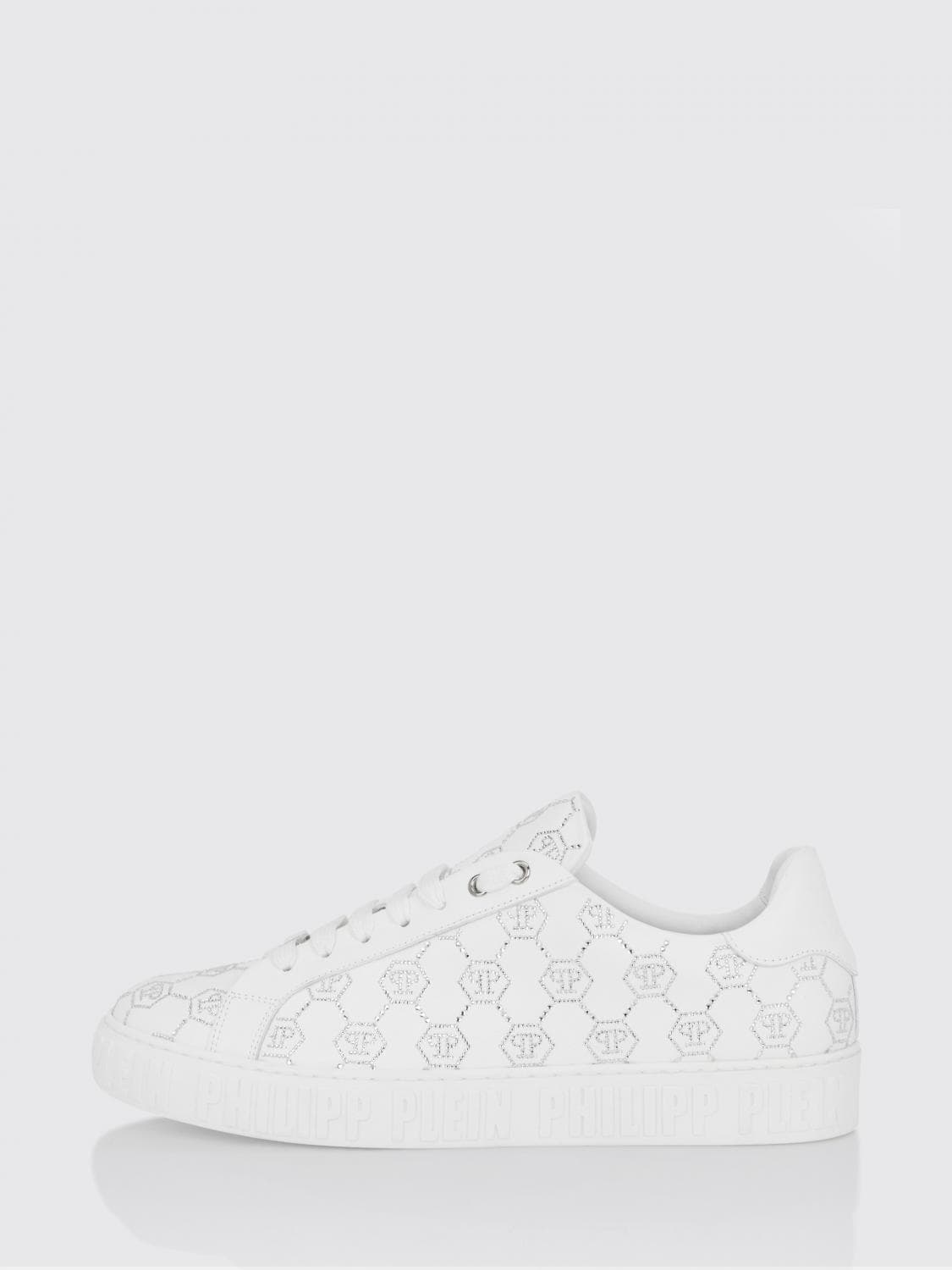 Philipp Plein Carson Leather Sneakers with Rhinestone Hexagon
