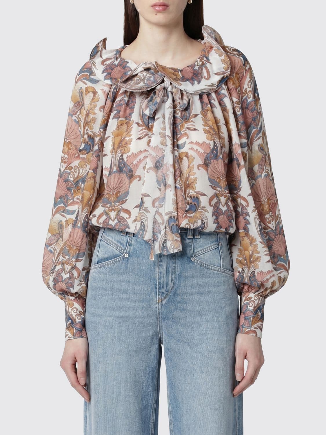 Farm Rio Cotton Blouse with Floral Print