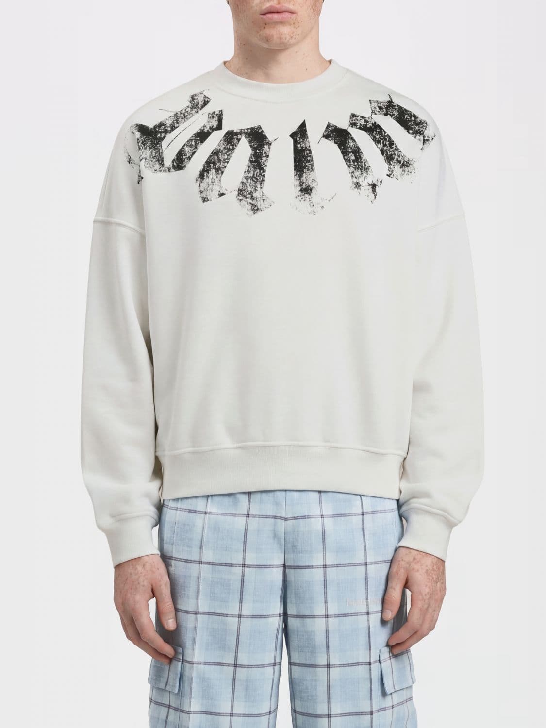 Palm Angels Stretch Cotton Crewneck Sweatshirt