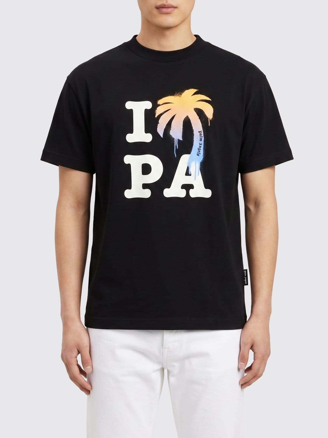 Palm Angels Cotton Crewneck T-shirt with Logo Print · M