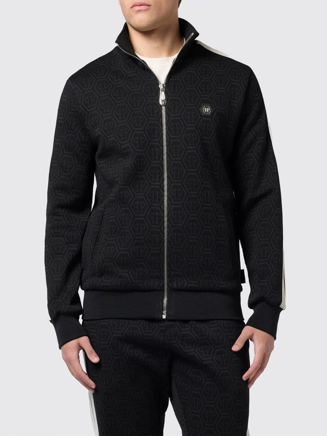 Philipp Plein Cotton Blend Zip Hoodie with Logo