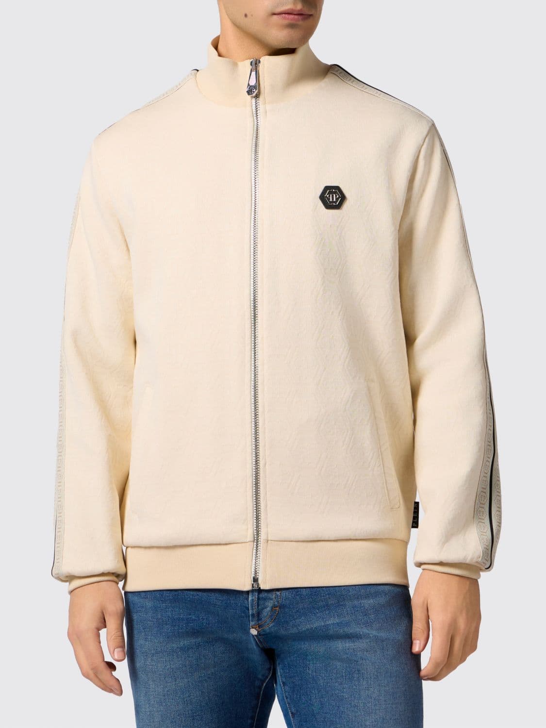 Philipp Plein Cotton Blend Zip Hoodie with Logo