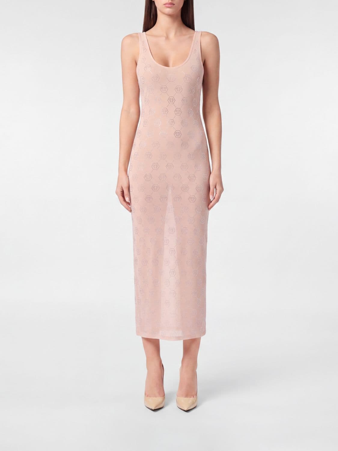 Philipp Plein Rhinestone Jersey Midi Dress