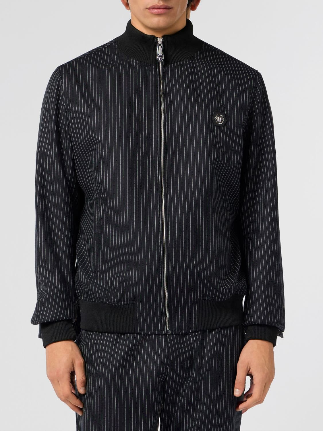 Philipp Plein Striped Virgin Wool Bomber