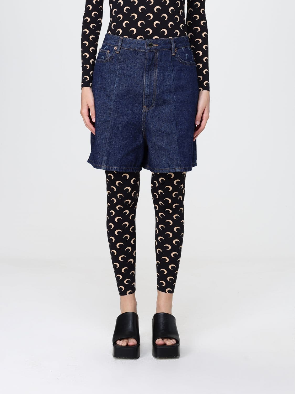 Marine Serre Cotton Denim Shorts