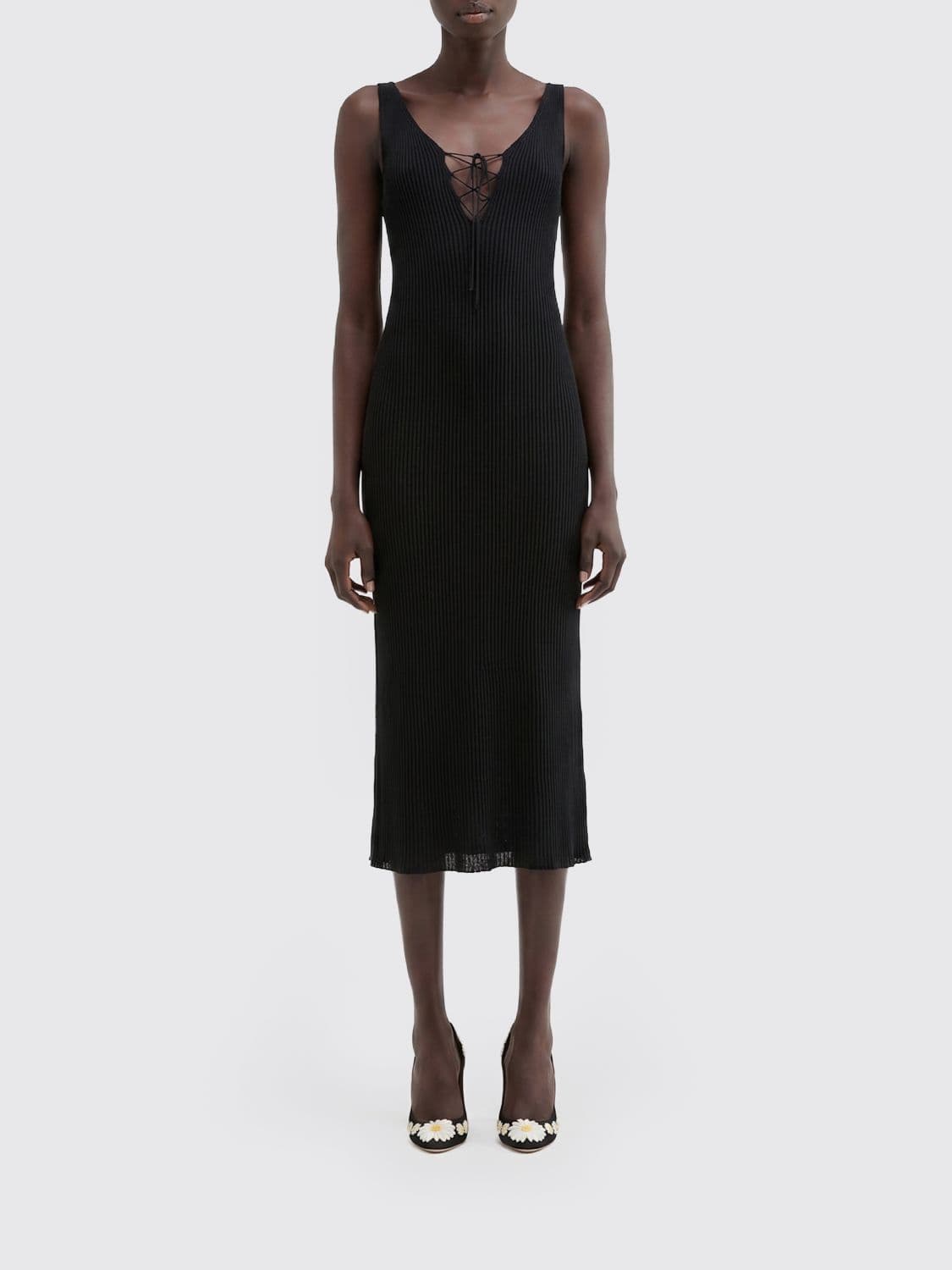 Maccapani Tie Up Midi Dress in Cotton Jersey