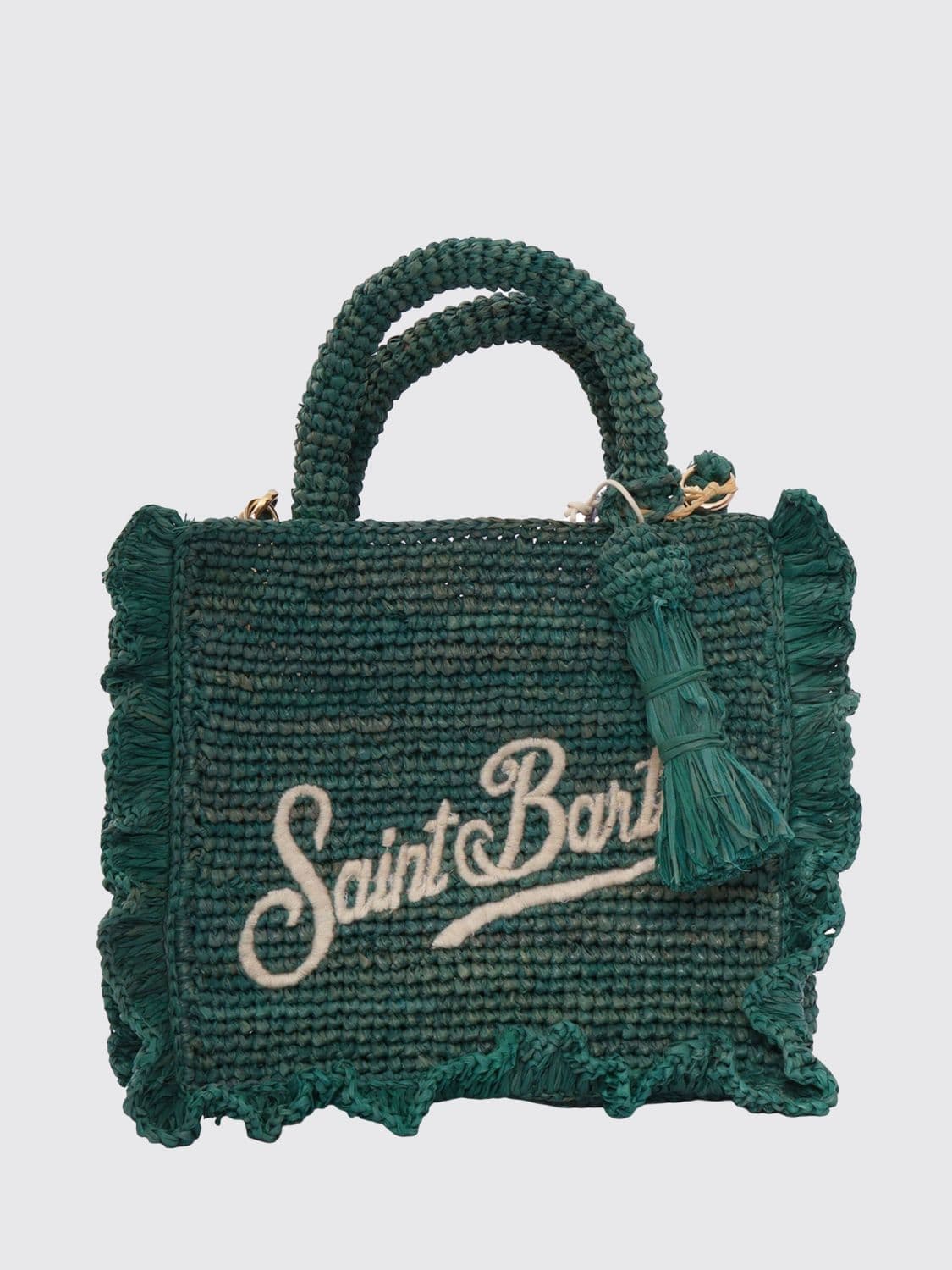 Mc2 Saint Barth Embroidered Logo Raffia Bag