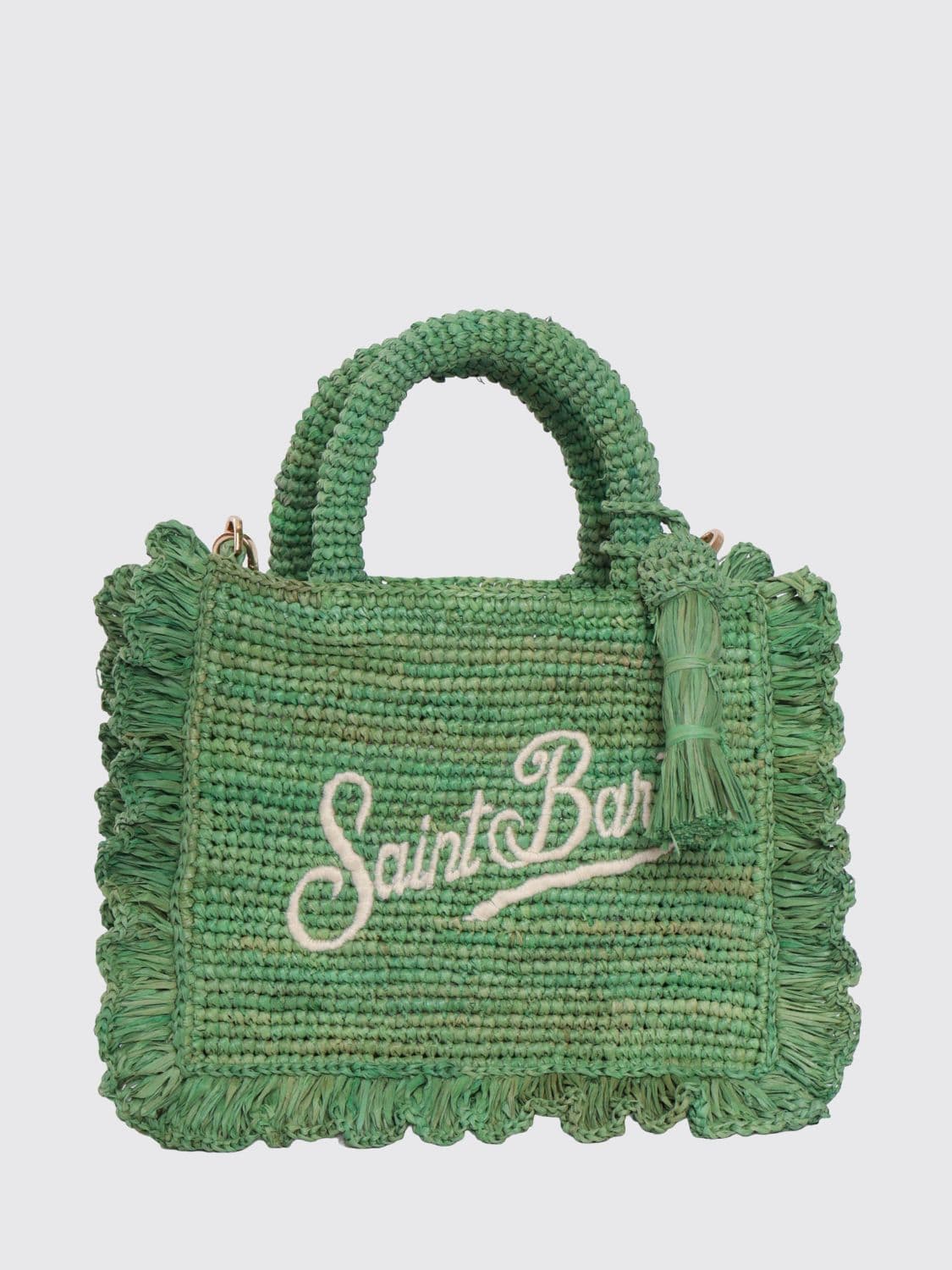 Mc2 Saint Barth Embroidered Logo Raffia Bag