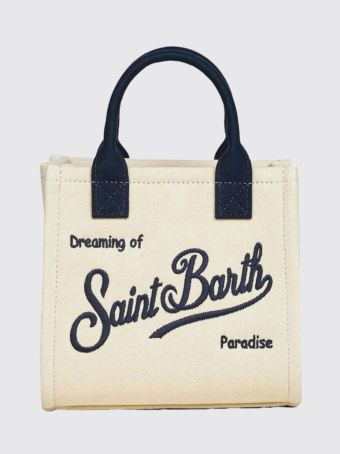 Mc2 Saint Barth Embroidered Logo Cotton Twill Vanity Bag