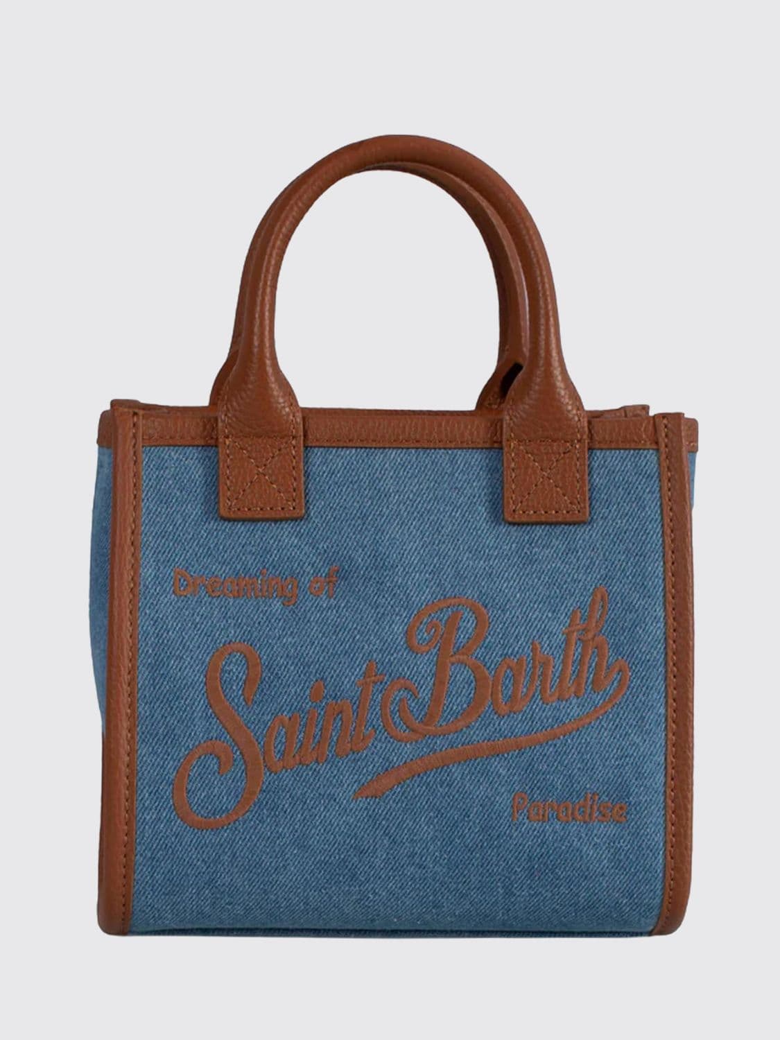 Mc2 Saint Barth Embroidered Logo Cotton Twill Vanity Bag