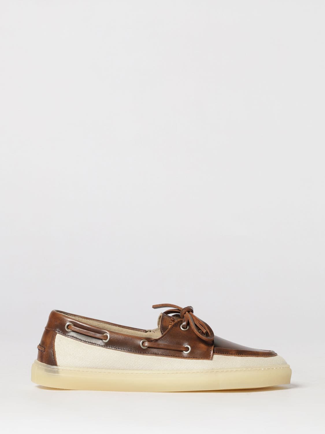 Copenhagen Paia Leather and Cotton Canvas Boat Loafers