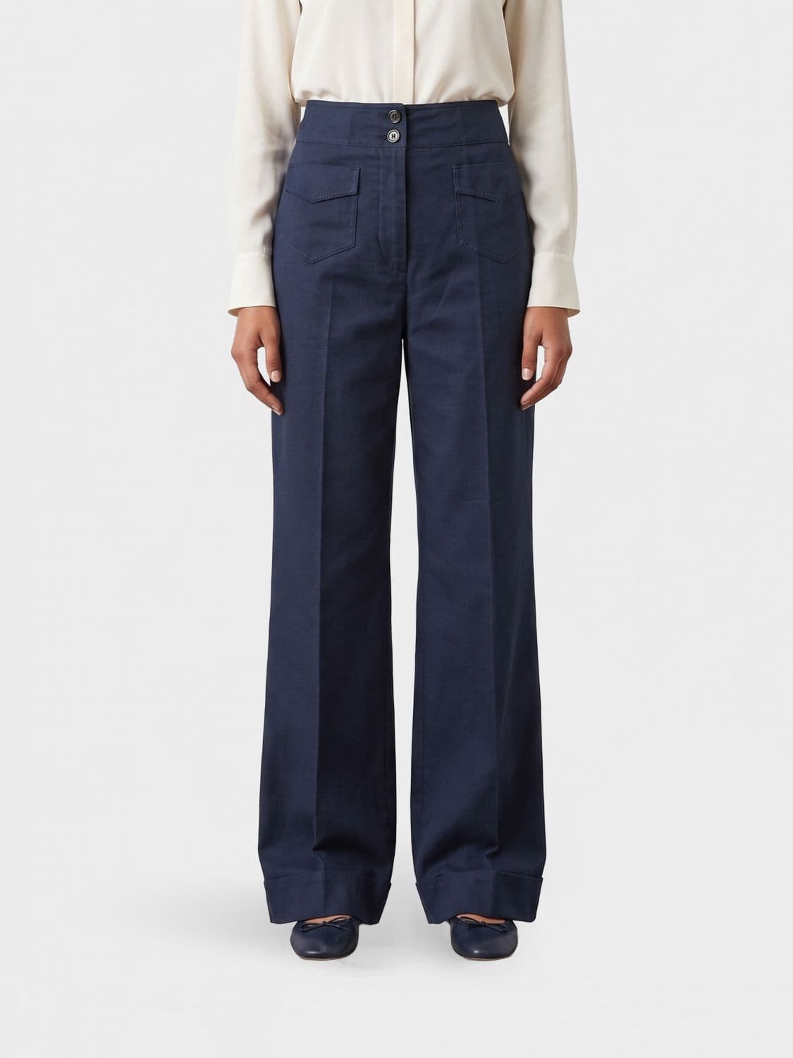 Aspesi Cotton and Linen Blend Straight Trousers
